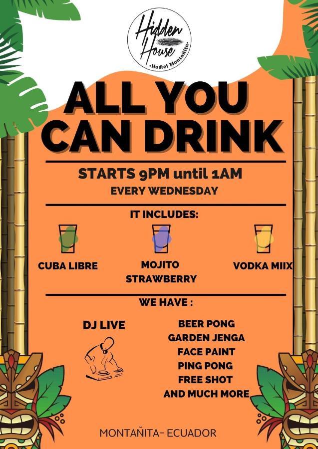 Hidden House Hostel Party Montanita Ngoại thất bức ảnh